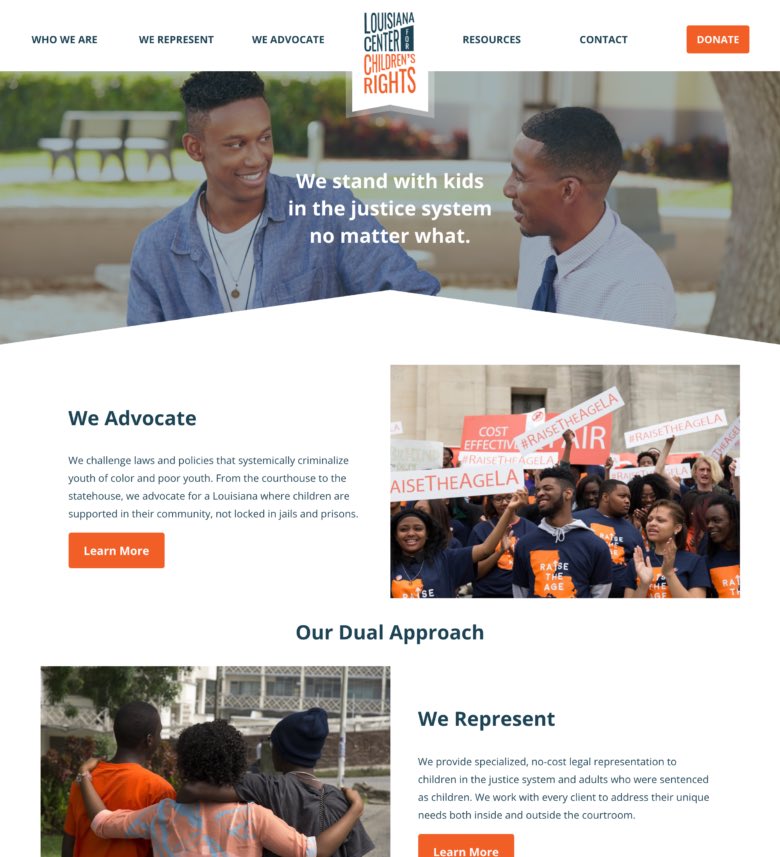 Screenshot of Louisiana Center for Children’s Rights website